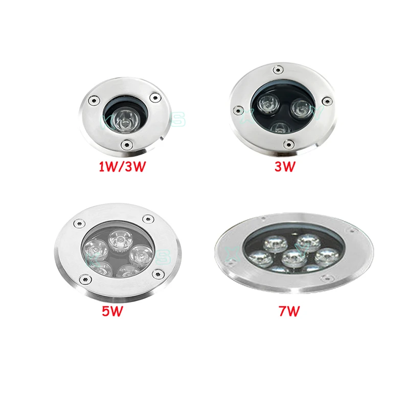 Ip68 conduziu a luz subterrânea 1w 3w 5w 7w waterproof o caminho exterior do jardim da paisagem do ponto da terra da lâmpada de assoalho enterrado a jarda 85-265v dc12