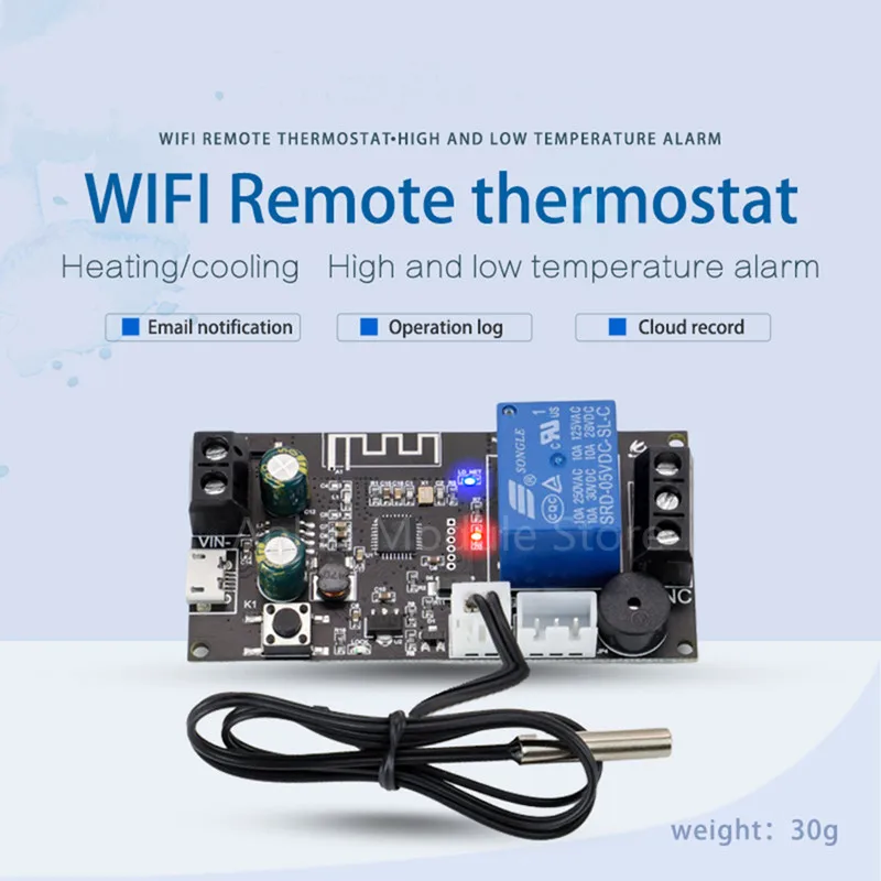 Remote WIFI Thermostat High Precision Temperature Controller Module Cooling And Heating APP Temperature Collection HighLow Alarm