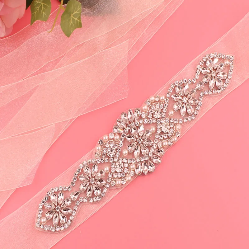 Cintura da sposa fiore di cristallo fascia da sposa strass argento fusciacca da sposa per abiti da damigella d'onore cinturon novia