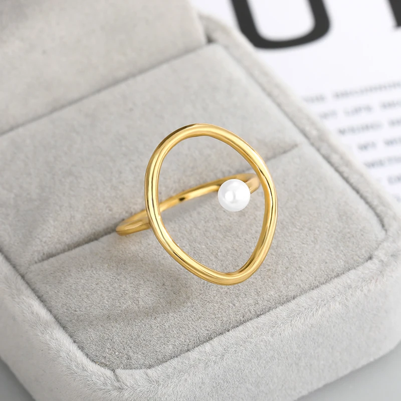 Imitation Pearl Vintage Pearl Rings for Elegant Women Men Creative Gold Color Geometric Party Accessories Fine Jewelry Gifts