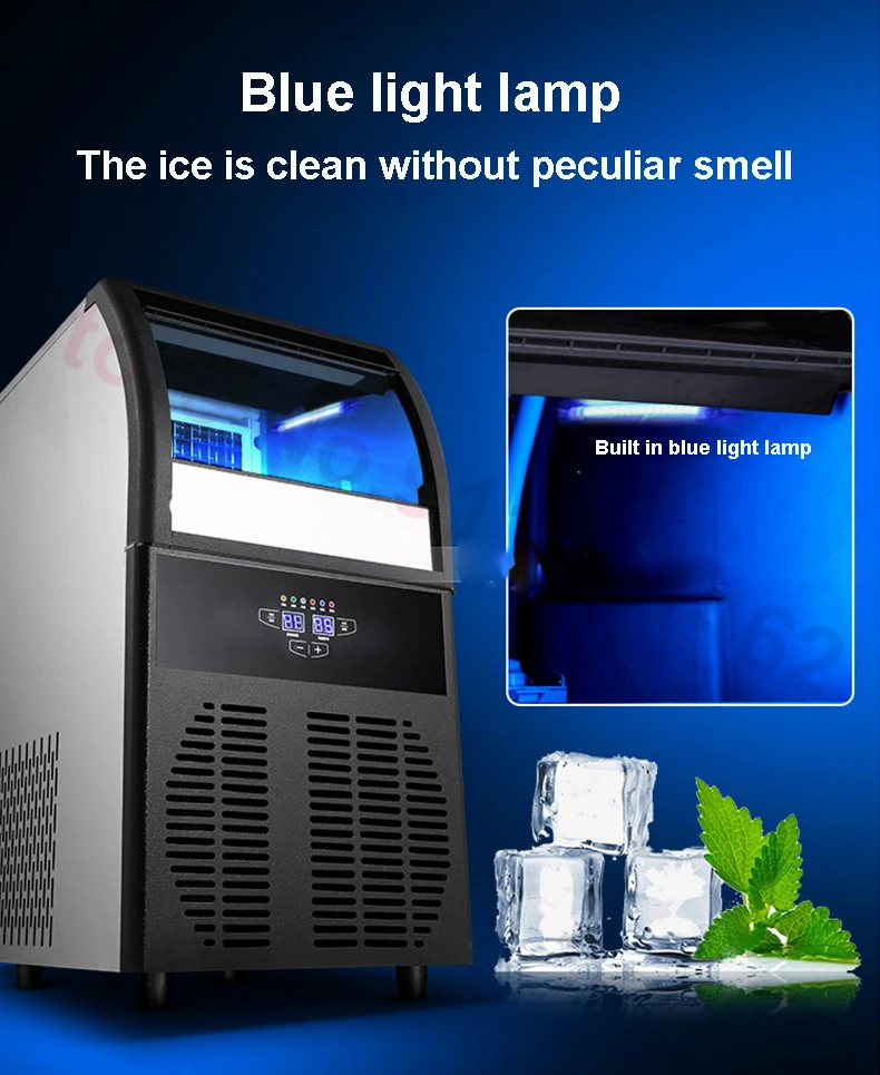 นมชา Shop 220V อัตโนมัติน้ำแข็งเครื่องเชิงพาณิชย์ Cube Ice Maker 68กก./24H 275W