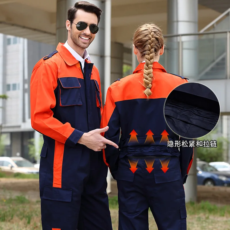 Durable Work Overalls Two tones Cargo pants Coverall Protective Romper Repairman Jumpsuit Mechanics Labor Safety Working Uniform