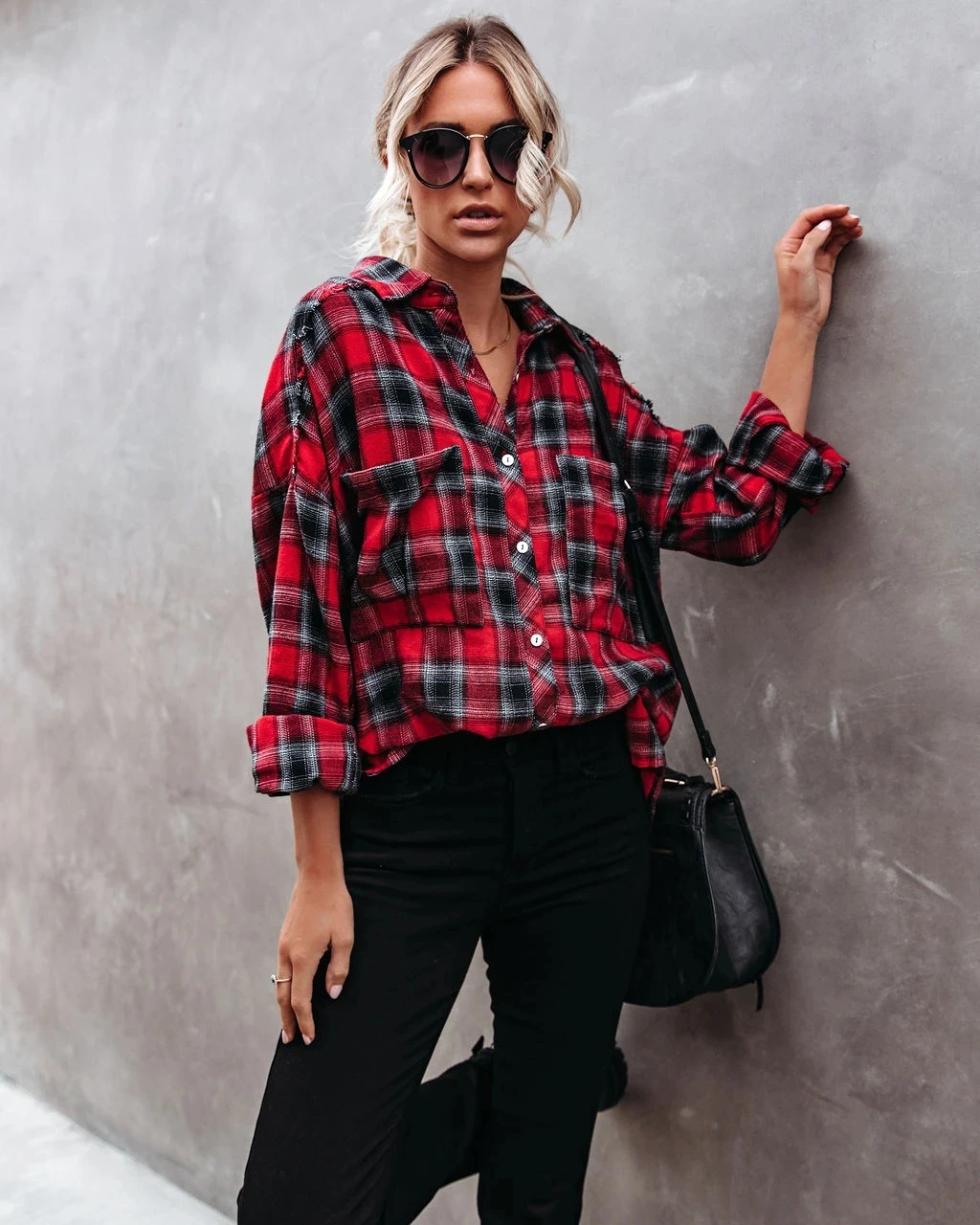 

Vintage Stylish Pockets Oversized Plaid Jacket Coat Women Fashion Lapel Collar Long Sleeve Loose Outerwear Chic Tops