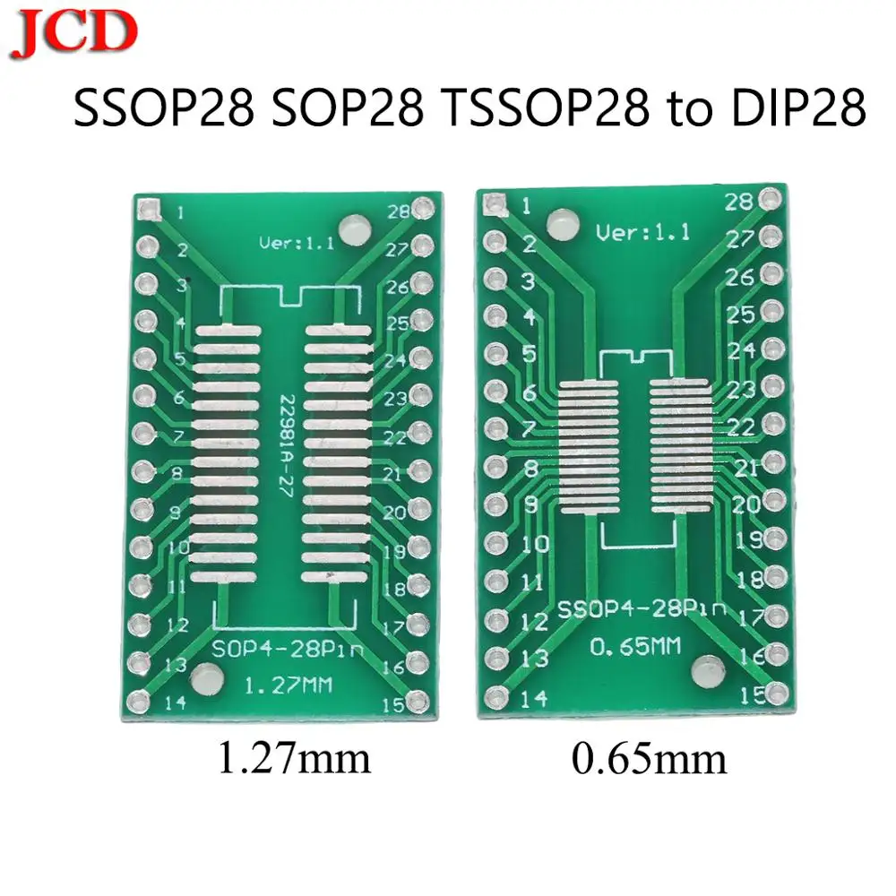 Jcd pcb board kit smd drehen zu dip adapter konverter platte fqfp 32 44 64 80 htqfp qfn48 sop ssop tssop 8 16 24 28 tssop56