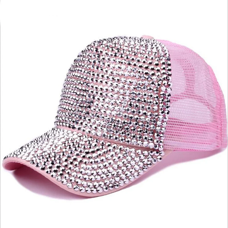 2019 Luxury Sequined Rhinestone Pearl Cotton Baseball Cap For Women Ladies Summer Hat Snapback Hip Hop Hats Hat Cap Bone