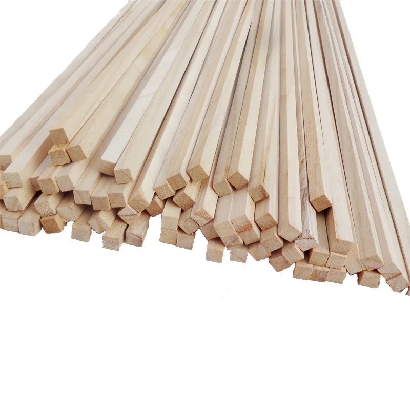 Lychee Life 30cm Long Square Wooden Bar Wood Stick Strips For Airplane Model DIY Handmade Crafts Art Supplies