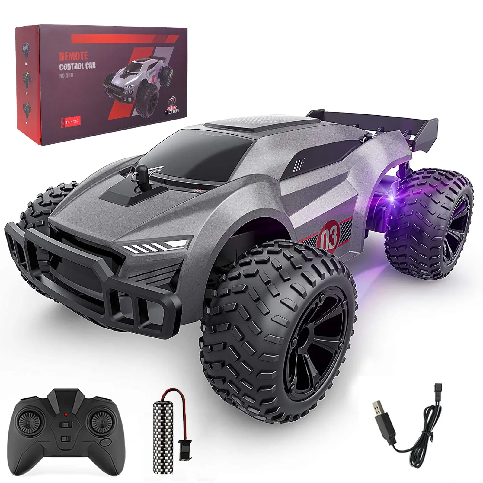 Off Road Outdoor Rc Car Climbing With Light Effect 2.4GHz High Speed  Remote Control Auto