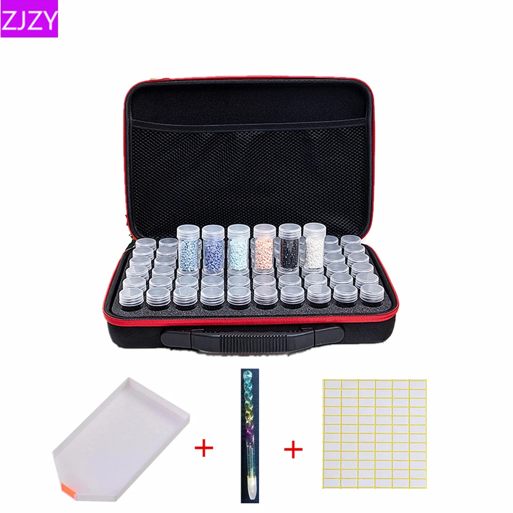 6 Colors 60 Bottles Diamond Painting Cross Stitch Accessories Tool Box Container 5D Diamond Storage Bag Case Embroidery Mosaic