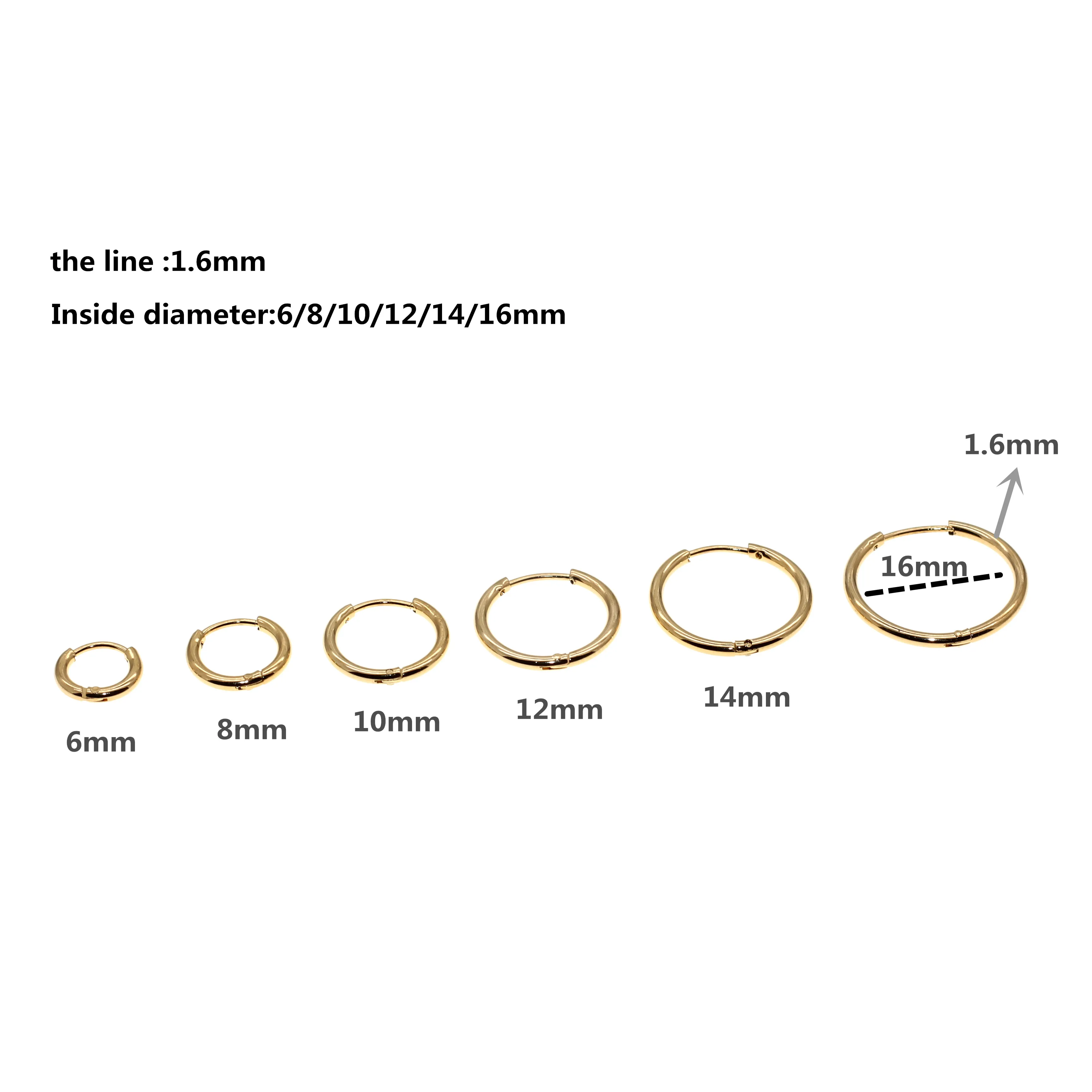 Gold-color Plated Super Small 6mm Hoop Earrings 316 L Stainless Steel No Easy Fade Allergy Free