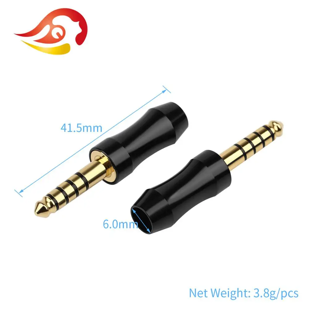 QYFANG 4.4mm 5 Pole Stereo Earphone Plug Rhodium/Gold Plated Copper Balance Audio Jack Wire Connector HiFi Headset Metal Adapter