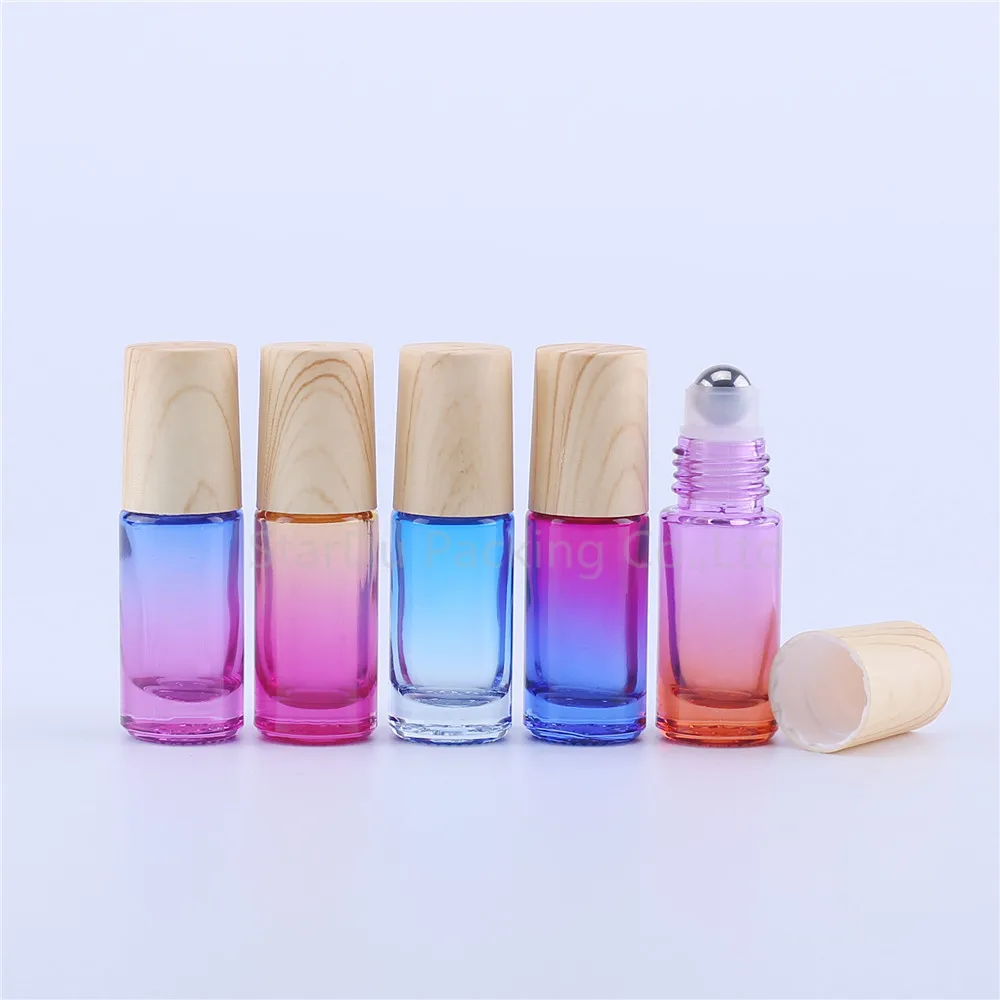 5ml Gradation Roll On Perfume bottle, 5cc Blue Essential Oil Rollon bottle, Small Glass Roller Container 120pcs