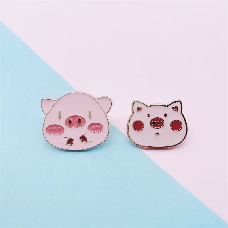 Cartoon Cute Animal Pig Enamel Pins Piglet Emoticon Sweet Alloy Brooch Badge Accessories Woman Jewelry Gift For Friends
