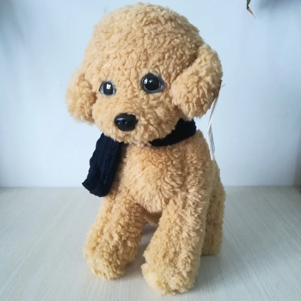 new toy about 32cm lovely squatting dog with scarf plush toy soft poodle toy dog doll birthday gift w0233