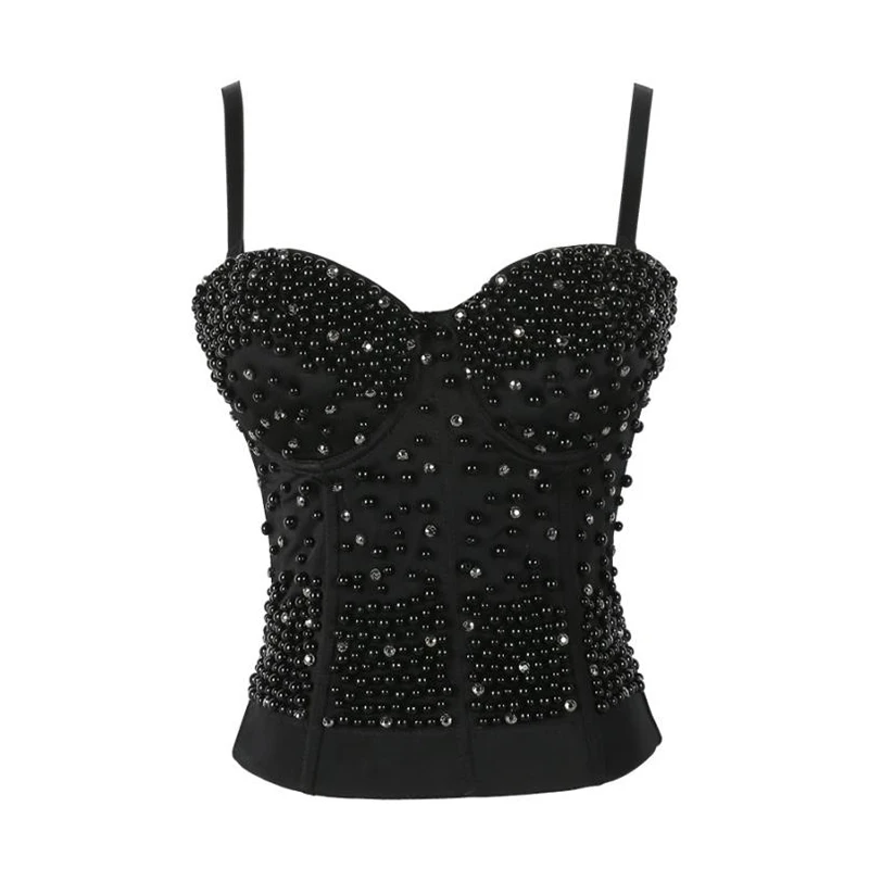 Advance Sale Sexy Rhinestones Women's Bustier Corsets Dance Gothic Clothing Camis Tops Wear Out Bodysuit Night Club Party Vest