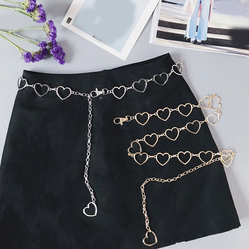 105cm Waistband Pants Classic Waist Chain Love Heart Hollow Girdle For Women Hip Hop Style Fashion Fine Waist Belts 2022 Trendy