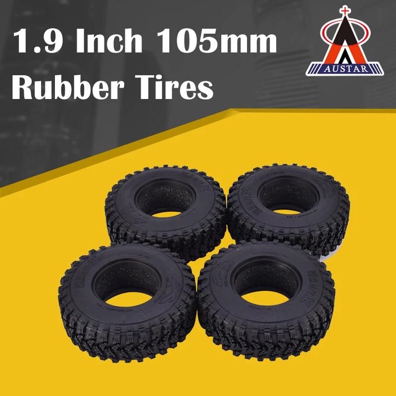 4Pcs AUSTAR AX-8020 1.9 Inch 105mm Rubber Rocks Crawler Tires Tyre for 1/10 Traxxas Redcat SCX10 AXIAL RC4WD TF2 RC Car