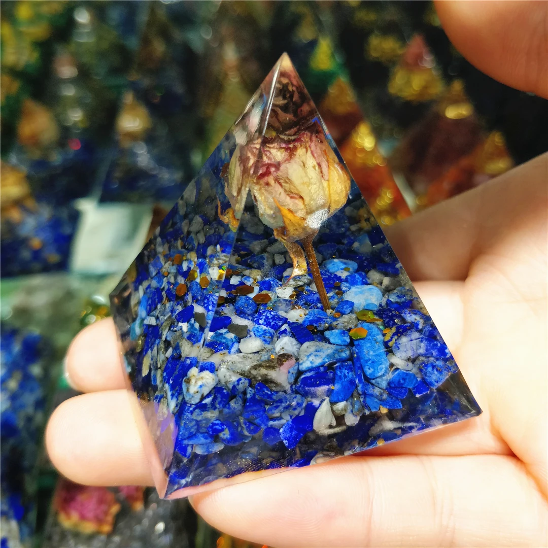 2PC Blind Bbox Random Delivery Natural Gemstones Creating Egyptian Orgonite Pyramid DIY Ornaments Teenage Room Decor