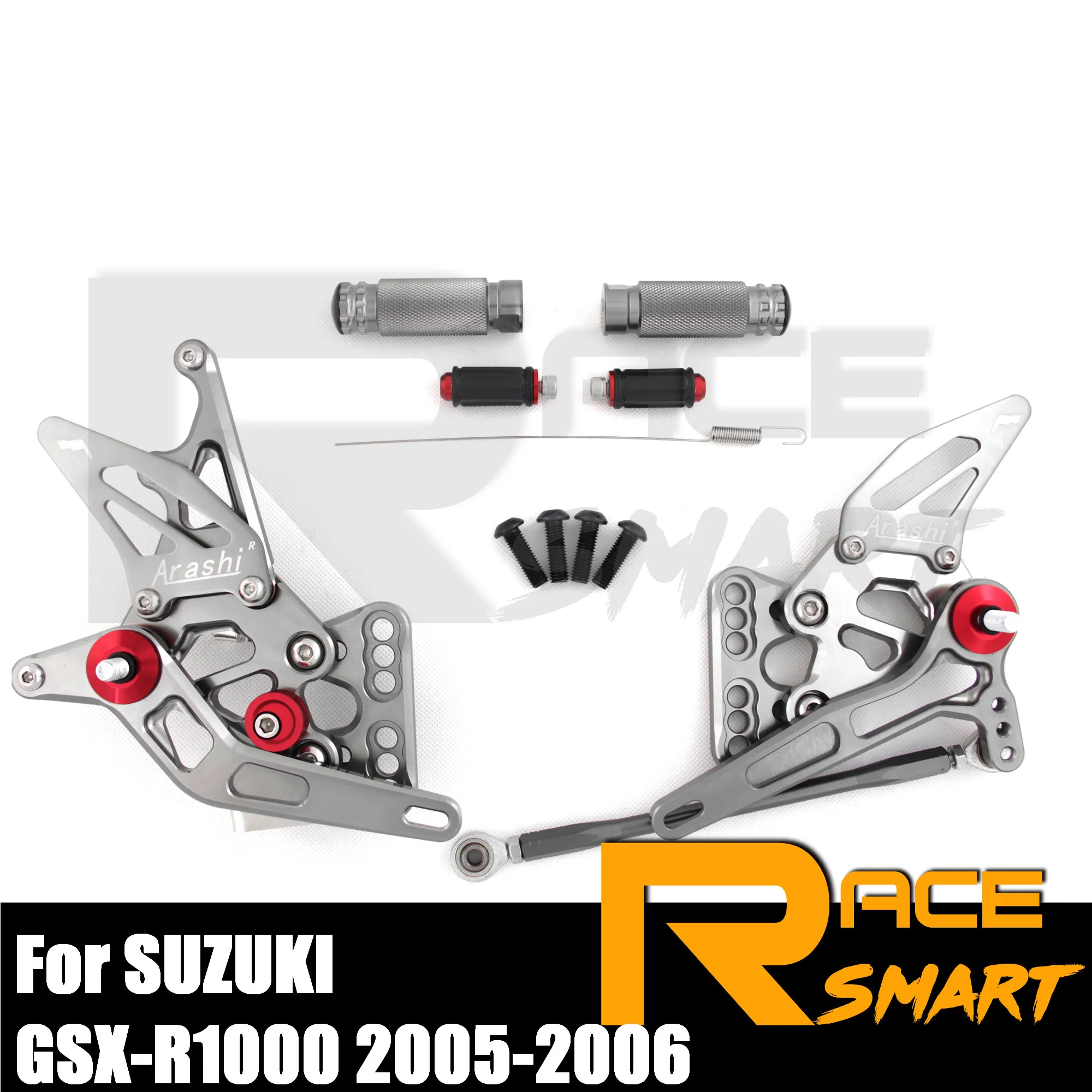 

2005-2006 GSX-R1000 Motorcycle CNC Adjustable Rearset Footrests Foot Rest Pegs Pedal For SUZUKI GSXR1000 GSXR 1000 05 06 Gray