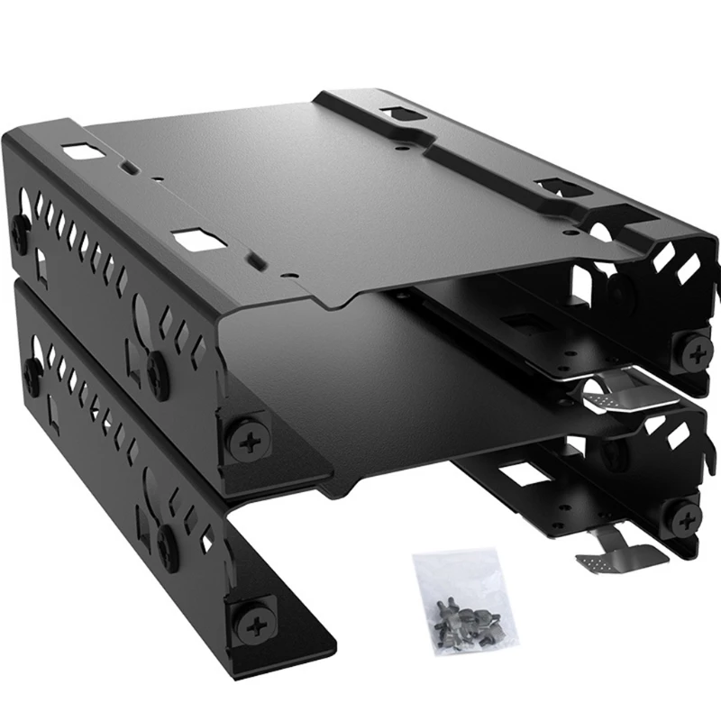 Phanteks Stackable 3.5 / 2.5 inch HDD Bracket Duo Pack Cases 2 Pack HDD Hard Drive Metal Mounting Bracket Adapter Black