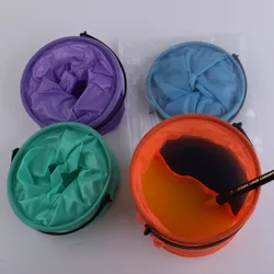 Paint Brush Washer Folding Bucket for Kid Outdoor Brush Washing Bucket 4 Colors Rubber Brush Storage Bucket School Art Supplies