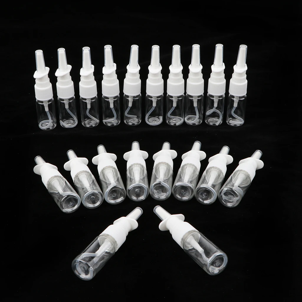 20 Pieces Empty Refillable Nasal Spray Bottles Fine Mist Nose Vials Set - 10ml 15ml 30ml