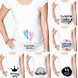 My Baby Is Coming Soon Pregnant T Shirt Girl Maternity Short Sleeve Pregnancy Announcement Shirt New Mom Clothes Drop Shipping