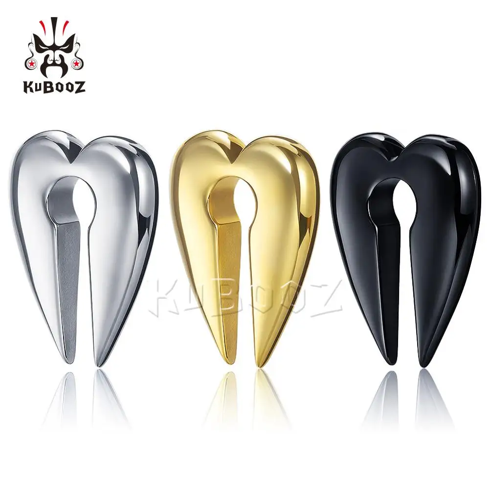 Wholesale Price Exquisite Fine Piercing Jewelry Stainless Steel Heart Ear Weight Plugs Earrings Stretchers Expanders 8PCS