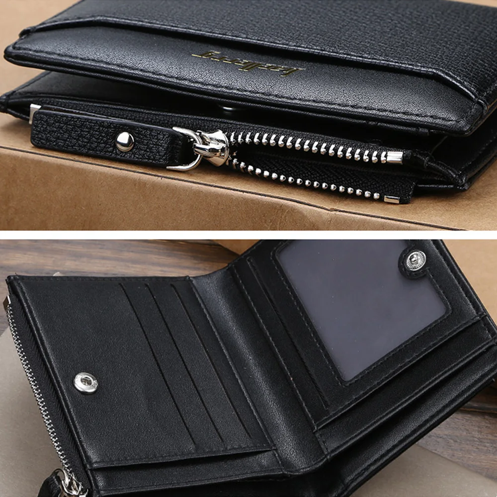 2024 New Men Wallets Free Name Customized Short Male Purse Zipper High Quality Card Holder PU Leather Wallet For Men