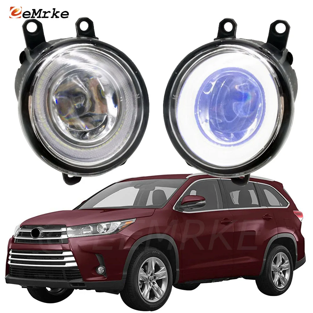 

LED Cut-Line Lens Fog Lights Lamp Angel Eye DRL Daytime Running Lights for Toyota Highlander Kluger XU50 Facelift 2017 2018 2019