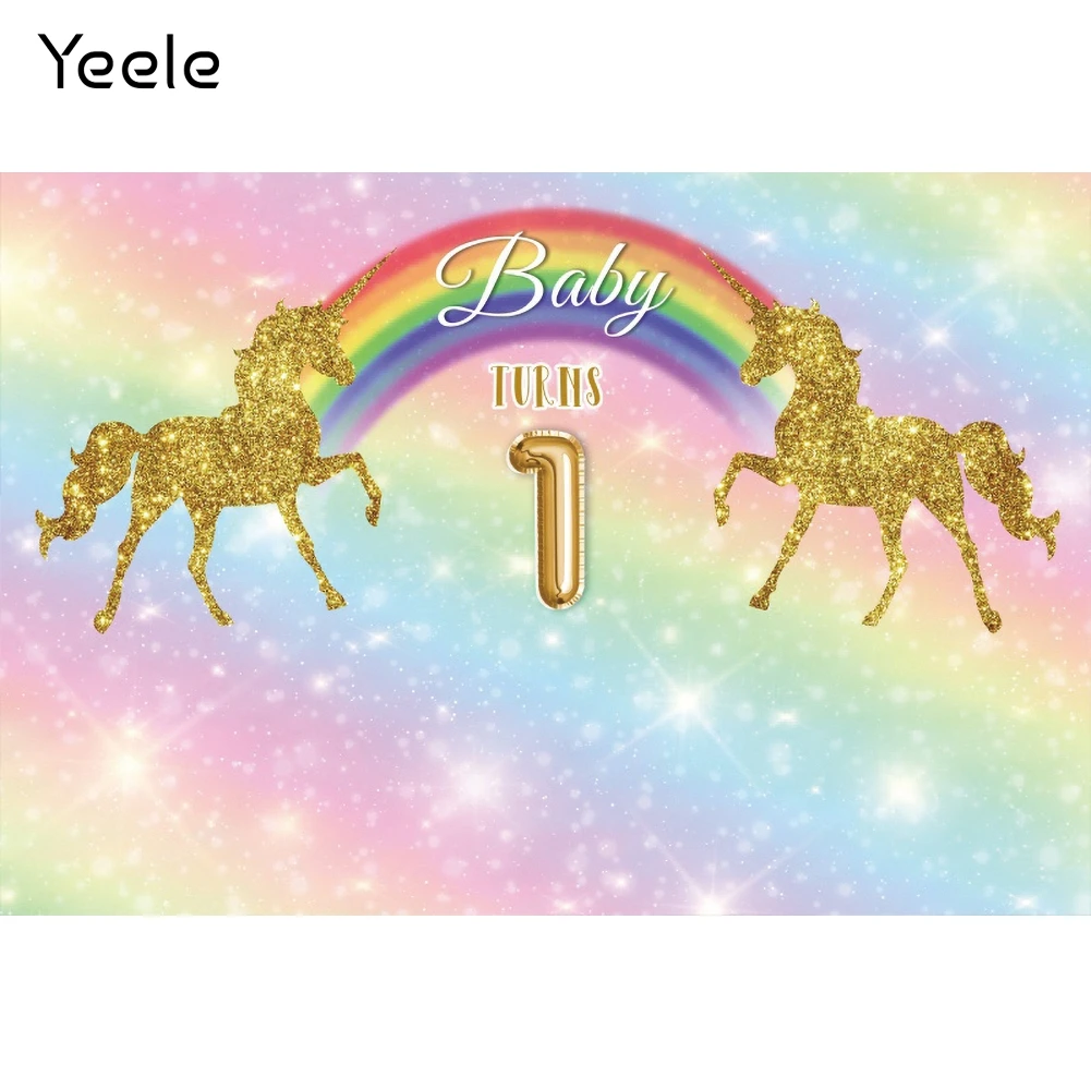 Yeele حالمة ملونة متدرجة متألقة يونيكورن التقاط الصور لحديثي الولادة عيد ميلاد الطفل التصوير خلفية خلفية لاستوديو الصور