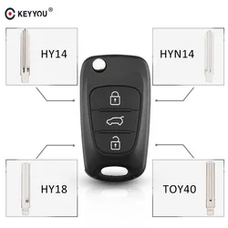 Keyyou carcaça de chave remota para kia rio 3, capa em branco com 3 botões, com k2, k3, k5, soul, hyundai, i30, ix35