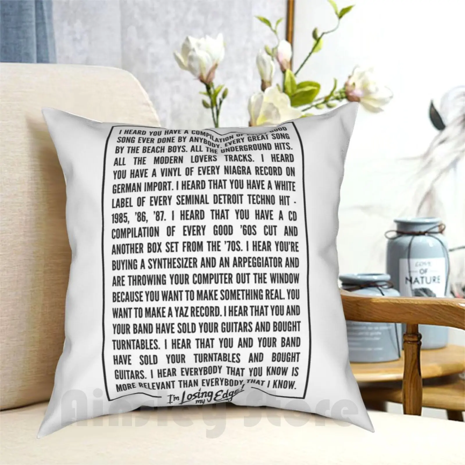 Losing My V2 Pillow Case Printed Home Soft DIY Pillow cover Lcd Soundsystem Losing Music Lyrics