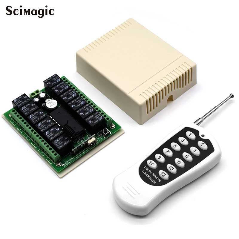 DC 12V 24V 12 Channel Relay Module Wireless RF Remote Control Switch Transmitter + Receiver