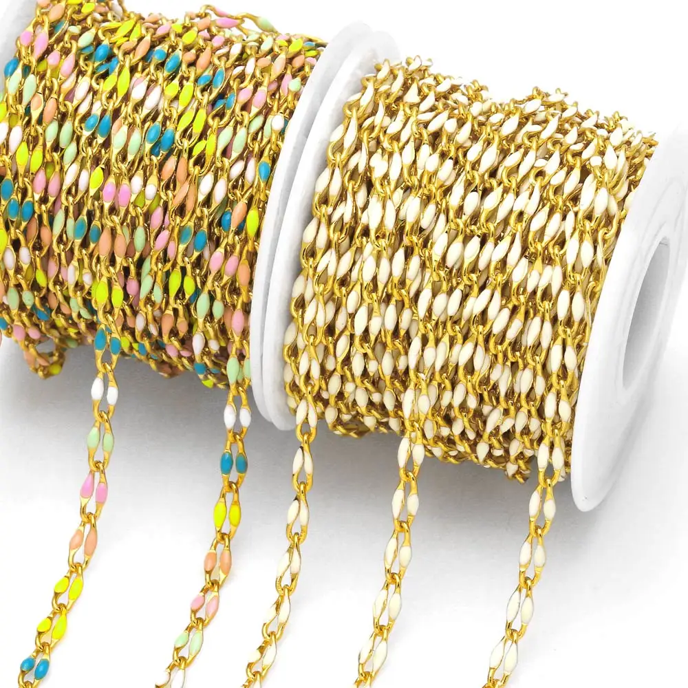 OCESRIO 10M Colorful Chain for Bracelet Making Wholesale Gold Plated Copper 2022 Handmade Jewelry Creation cana034