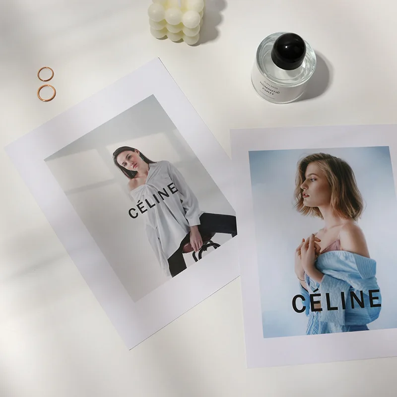 Decoración de estudio de fotografía, hoja de tarjeta de revista de moda de 8 piezas, patrón de 2 lados, Fondo de fotografía INS, accesorios de sesión de fotos de la vida