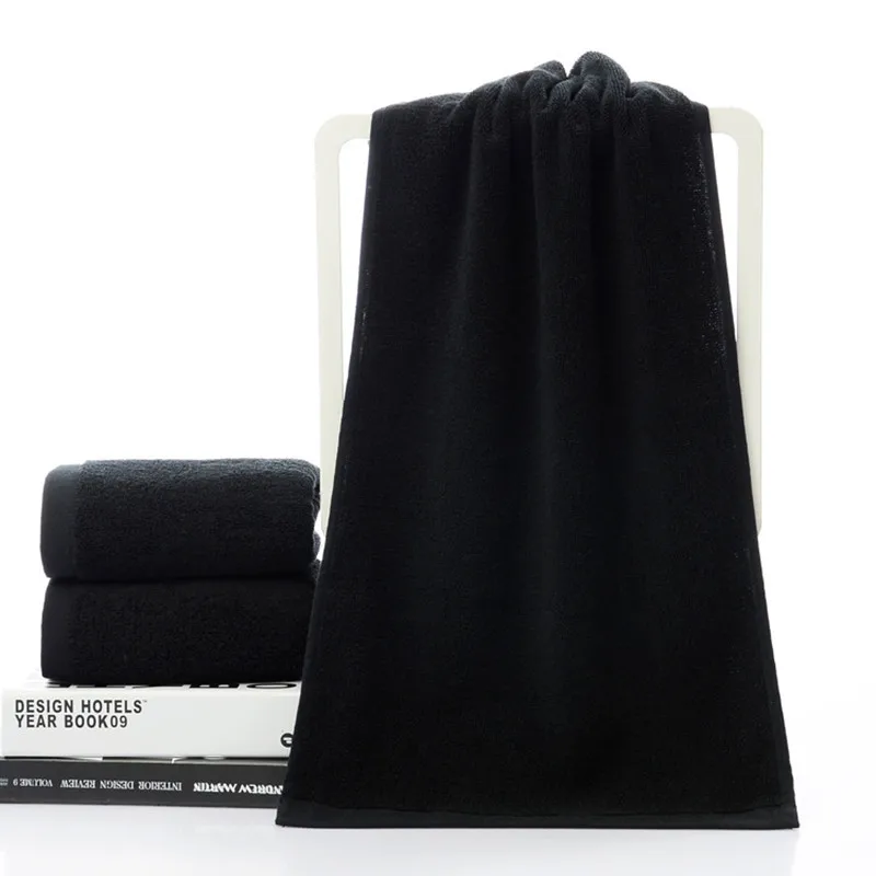 Black Face Towel 100% Cotton Soft Beach Towel Home Bathroom Shower Dry Hair Strong Water Absorption For Women Men High Quality