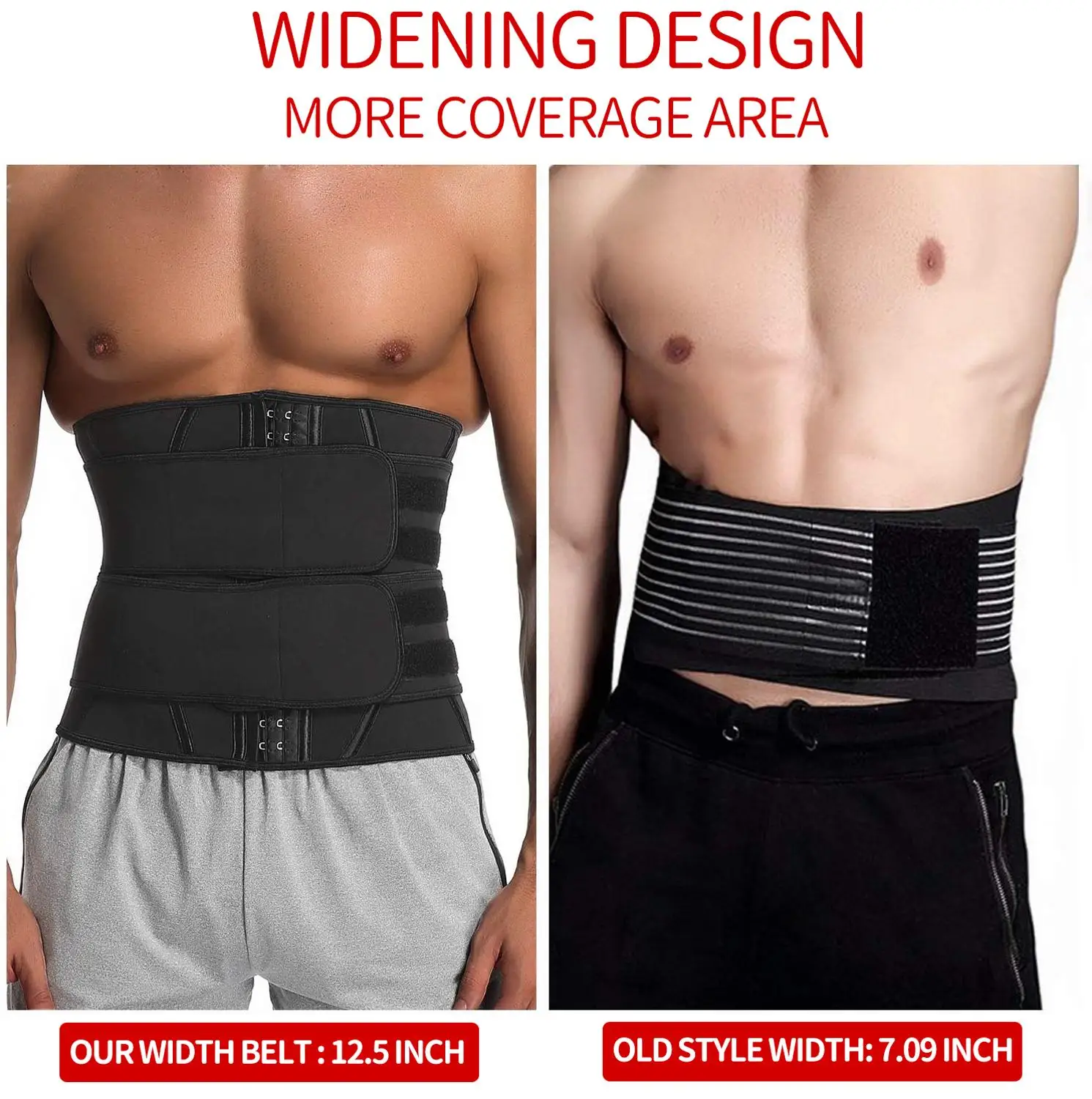 Men Waist Trainer Fitness Slimming Belt Sauna Body Shaper Corset for Abdomen Weight Loss Trimmer Belt Sweat Workout Fat Burner