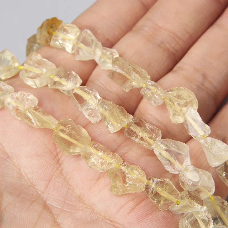 Freeform 7-11MM Real Yellow Citrines Beads Irregular Semi-precious Transparent Minerals Stones Bead For Jewelry Making Handmade