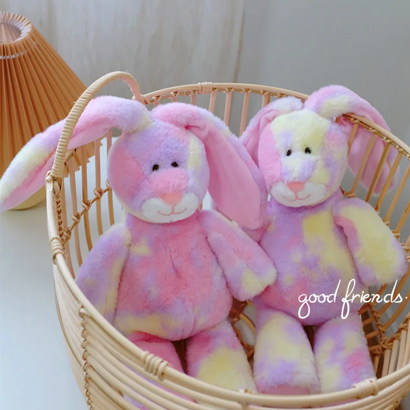 

35CM Rainbow Bunny Plush Toy Stuffed Animals Soft Baby Accompany Sleep Toy Wedding Celebration Christmas Birthday Gifts