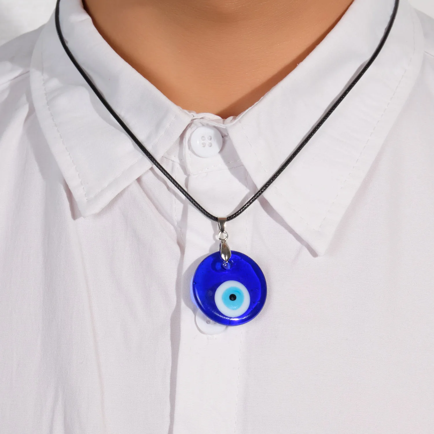 Vintage Turkish Evil Eye Blue Choker Necklace - Image 4