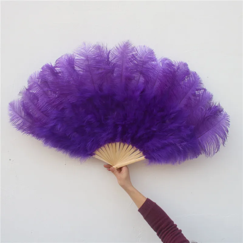 YY-tesco Purple Ostrich and Marabou Feather Fan Burlesque Showgirl & Boudoir Decorative Feather Fan Dance Party Wedding Props