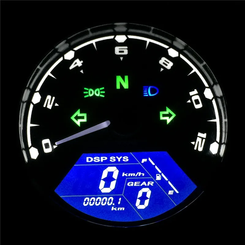 Universal LCD Digital Motorcycle Tachometer Speedometer Odometer Waterproof Gauge Multi-function for Cafe Racer 2 - 4 Cylinders