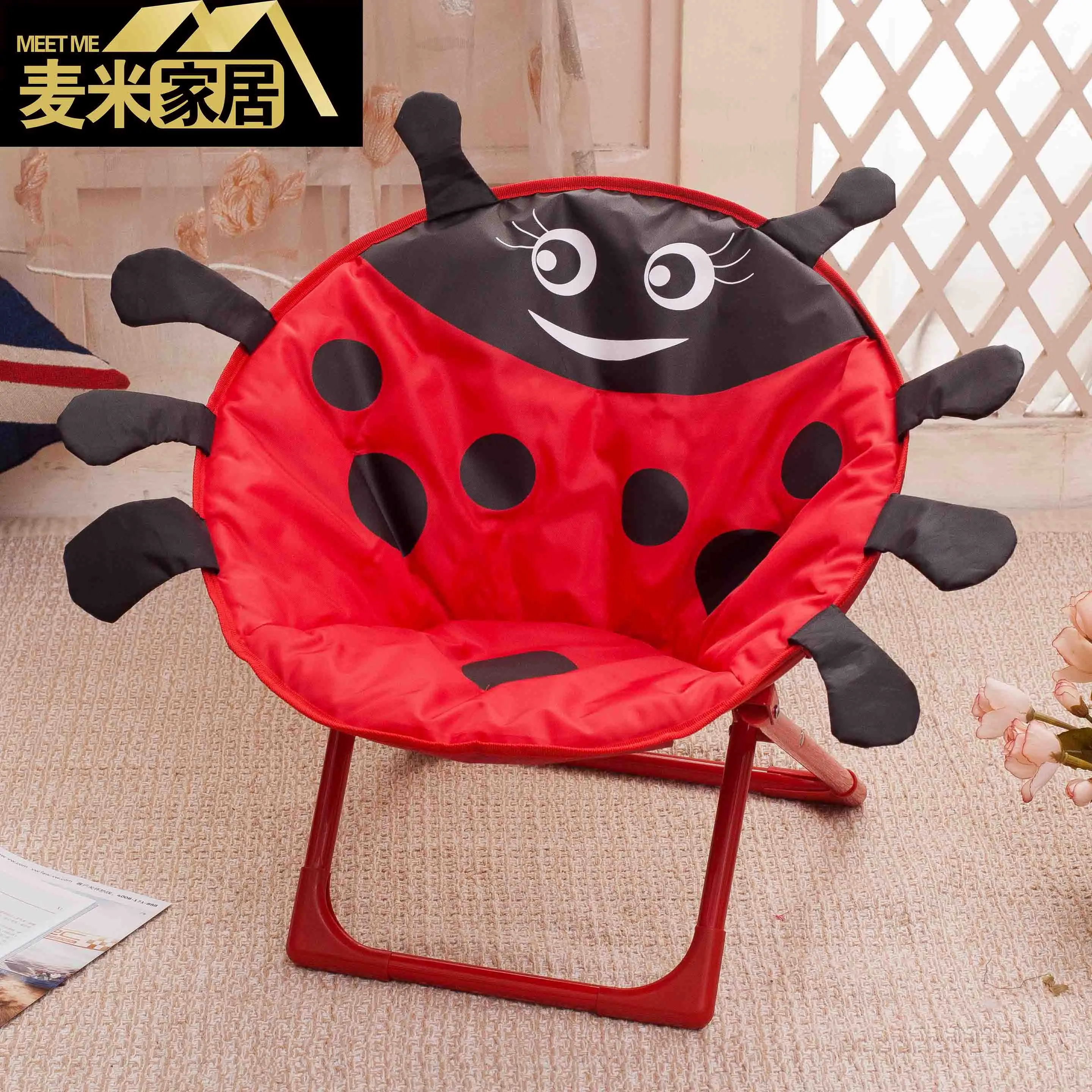 Children\'s Folding Beach Chair Small Moon Recliner Baby Cartoon Backrest Chair Non-slip Wear-resistant Exquisite Workmanship