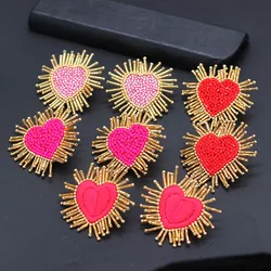 Ms. beauty earrings Fashion temperament wild dance travel commemorative rice beads heart-shaped earrings725