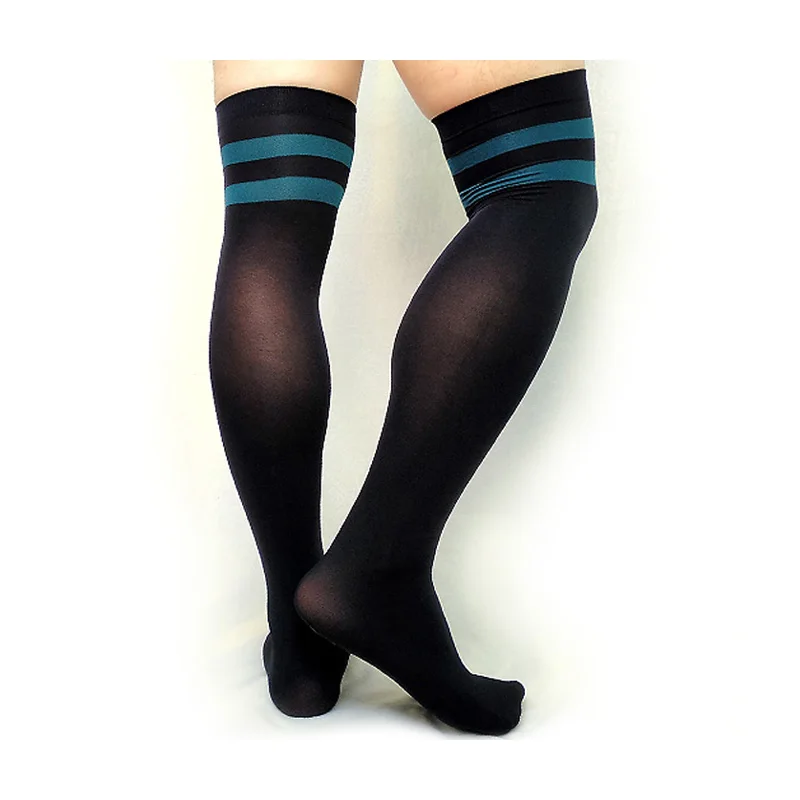 

High Stretch Brand Nylon Stocking for Men Formal Socks with Striped Over Knee Thigh High Hose Sexy Gay Fetish Collection Sock