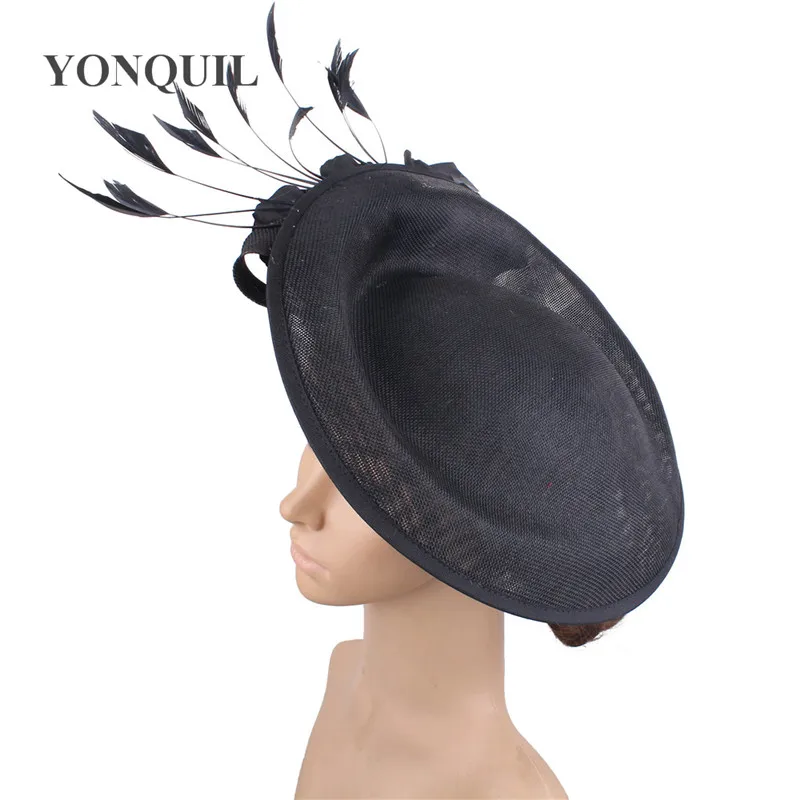 Beige Cocktailhut mit Blume Hochzeit Haarschmuck Kentucky Derby Fascinator Kopfbedeckung Hochwertiges Leinenimitat SYF666 – Detail 2