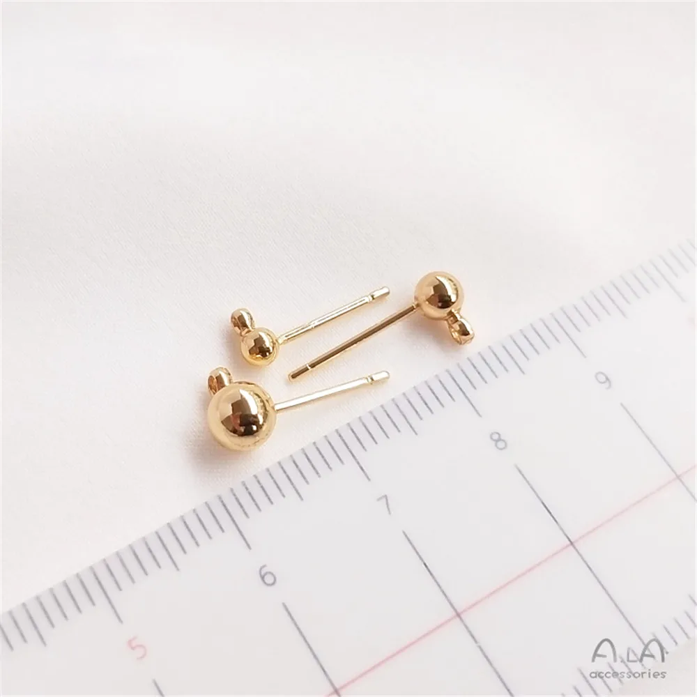 14K الذهب تصفيح الكرة إبرة الفول الأذن مسمار مع حلقة معلقة حبة إبرة معلقة حلقة DIY مجوهرات القرط المواد