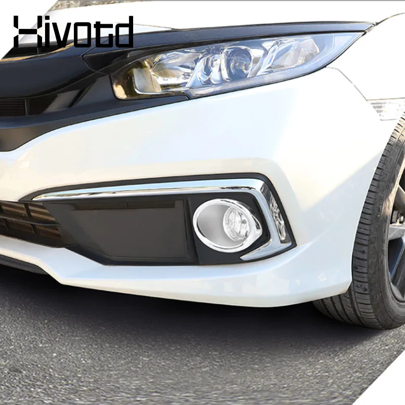 Car Front Bumper Fog Lights Lamps Frame Cover Headlight Plate Trim Sticker Exterior Accessories For Honda Civic 10th 2019-2021 - Image 5