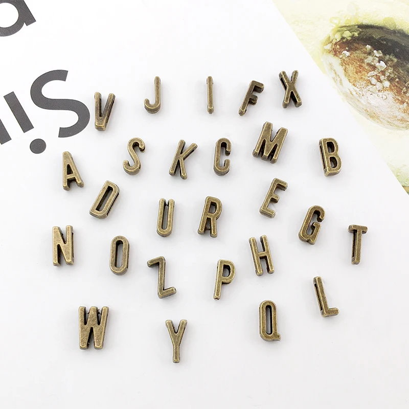 10pcs/lot 5x10mm Antique Bronze A-Z Alphabet Initial Letter Charms Pendant for DIY Necklace Bracelet Jewelry Making Findings