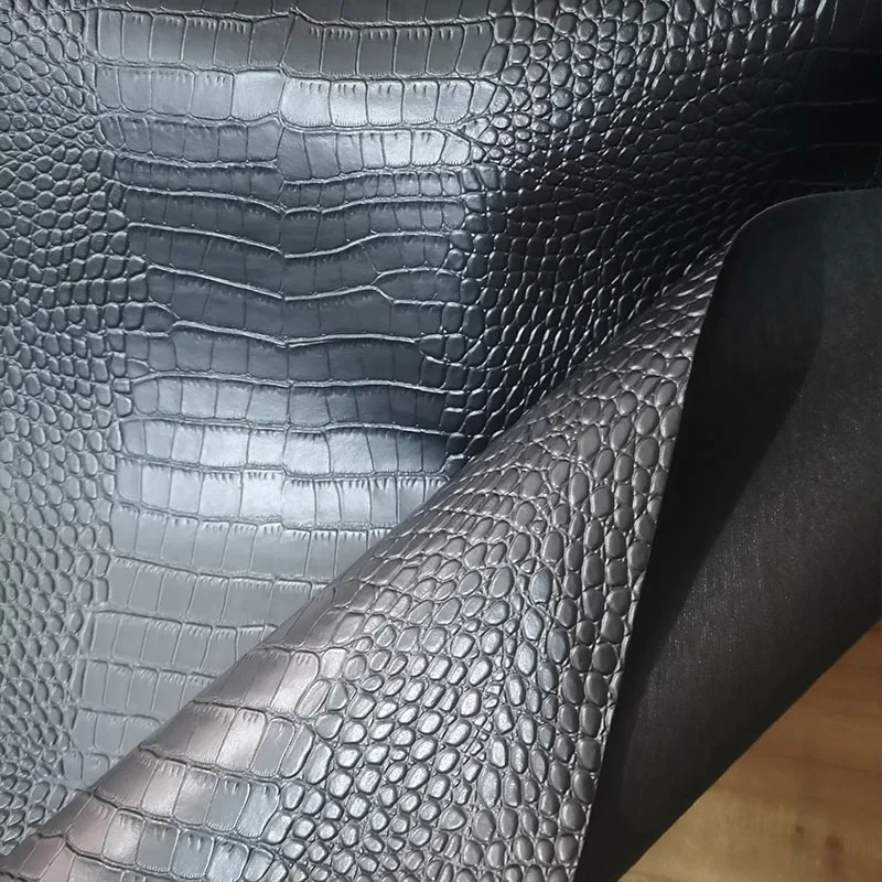 Dobry czarny Faux skóra krokodyla tkaniny guzy krokodyl pasek nadruk Pu skóra szycia DIY torba/Sofa/pokrowiec na krzesło materiał